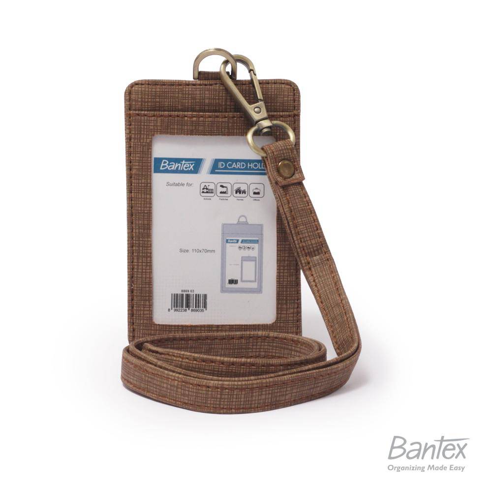 Bantex Leather Name Tag ID Card Holder Brown (shopee.co.id/Bantex Indonesia Official Shop)