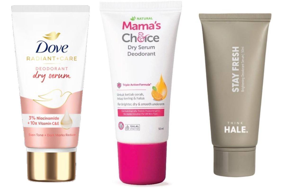 Dry serum deodorant Dove, Mama's Choice dan Hale (dove.com) | (mamaschoice.id) | (hale.id)