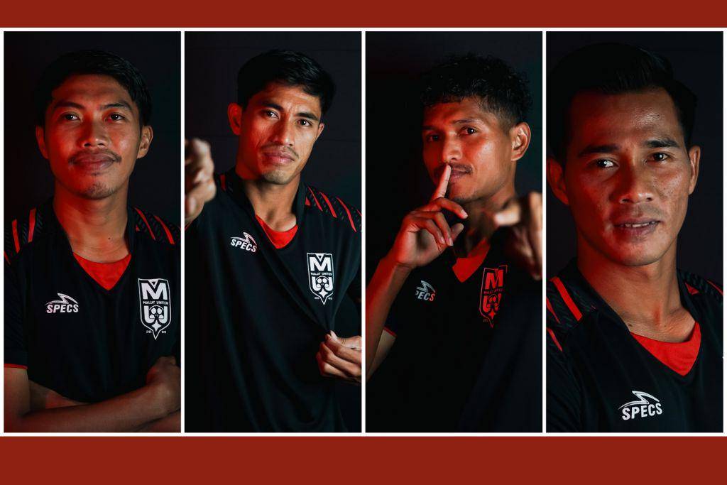 Foto perkenalan Riyan Ardiansyah, Riswan Lauhin, Abduh Lestaluhu dan Angga Saputra sebagai rekrutan baru Malut United di bursa transfer awal musim 2025/2026. (Dok. Ofisial Malut United)