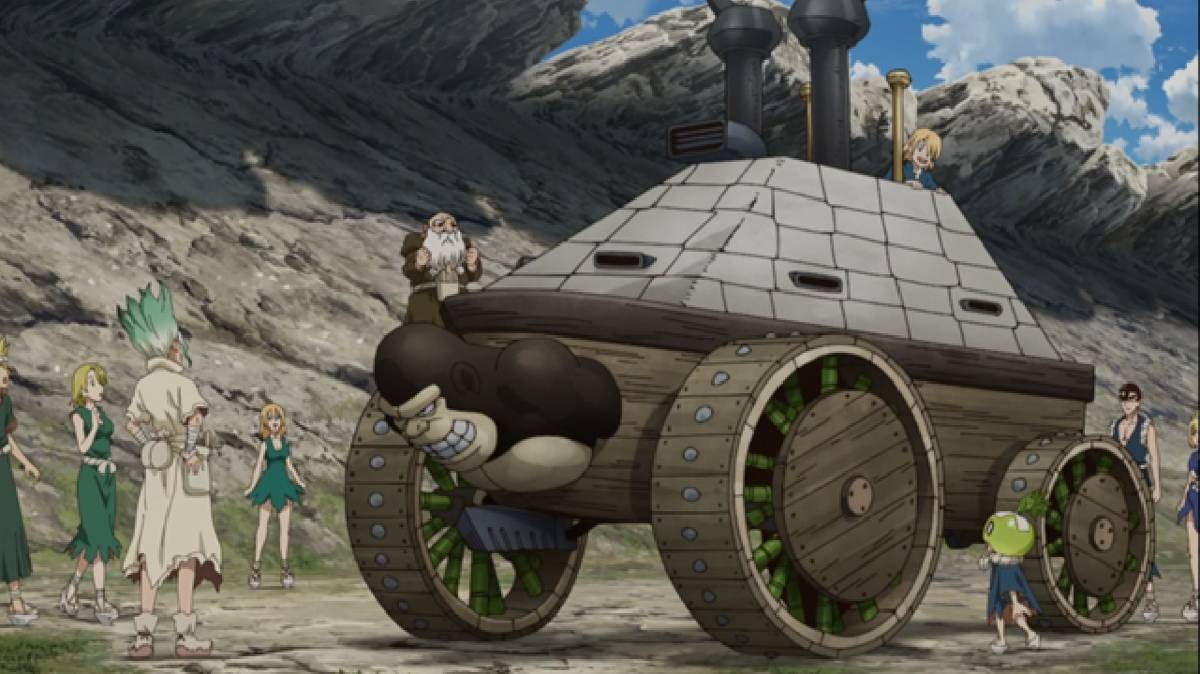 Senku menciptakan Steam Gorilla.