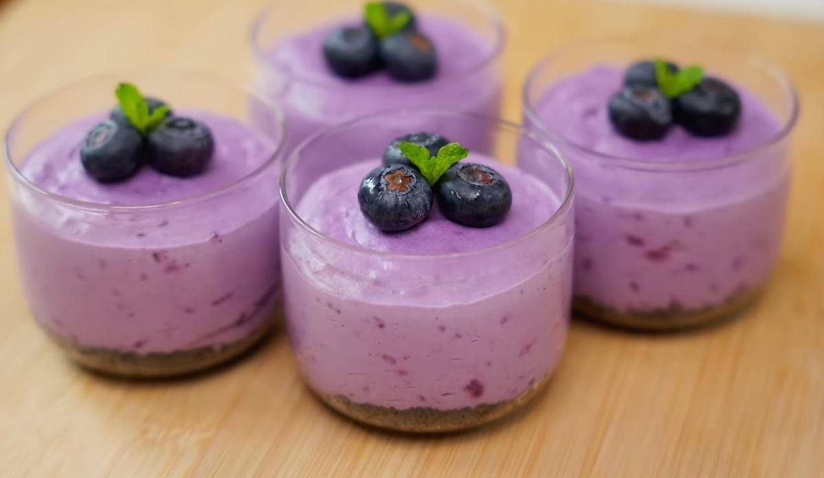 ilustrasi blueberry cheese mousse (YouTube.com/Luvita Ho)