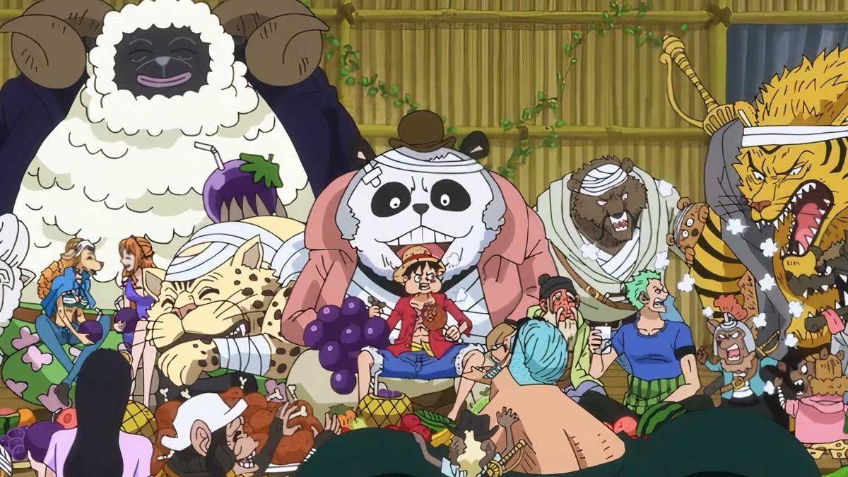 Luffy dan Warga Pulau Zou (Dok. Toei Animation/One Piece)