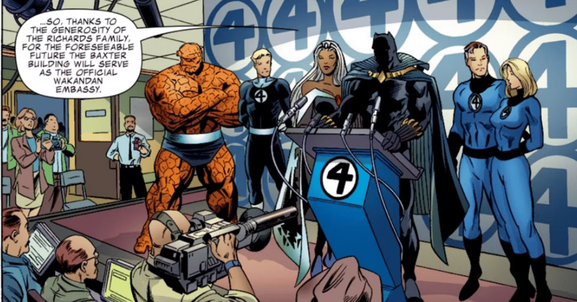 momen penyerahan kepemimpinan Fantastic Four kepada Black Panther dan Storm (dok. Marvel Comics/Fantastic Four)