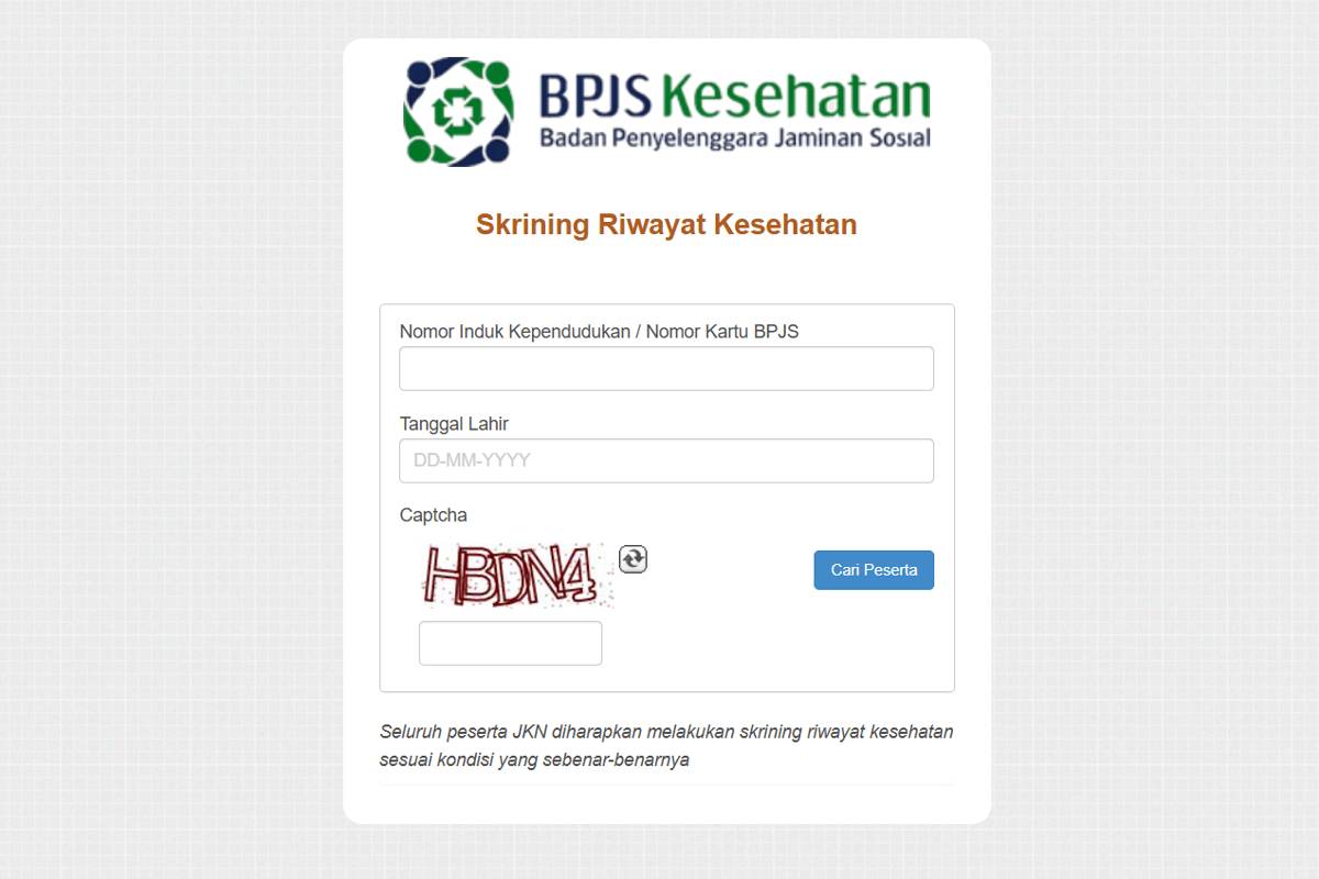 Cara skrining BPJS Kesehatan lewat website BPJS Kesehatan