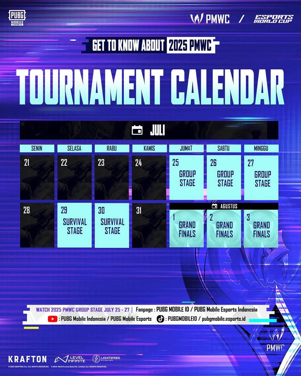 Tournament Calendar (instagram.com/pubgmobile.esports.id) 