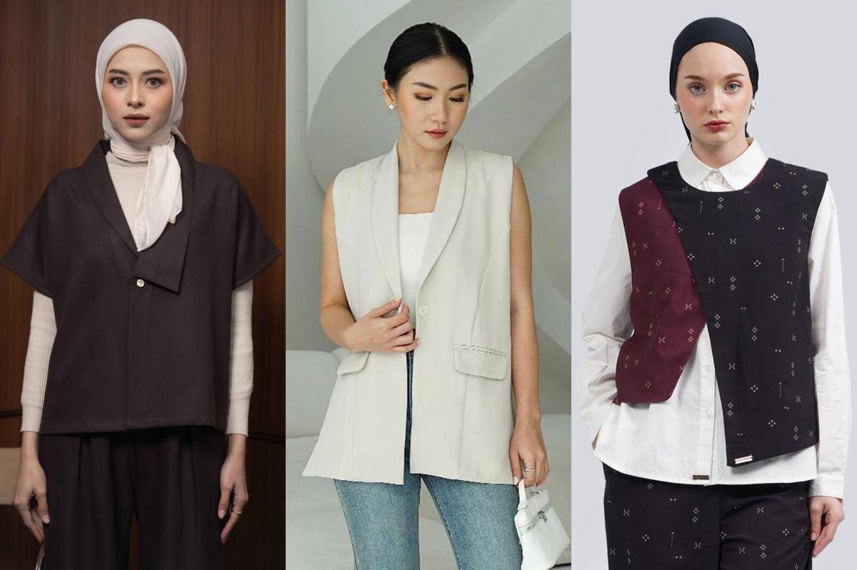 Rekomendasi vest cewek merek lokal untuk ngantor (shopee.co.id/Mayoutfit Official Shop | shopee.co.id/BeigeStudio | shopee.co.id/JENAHARA Official Shop)