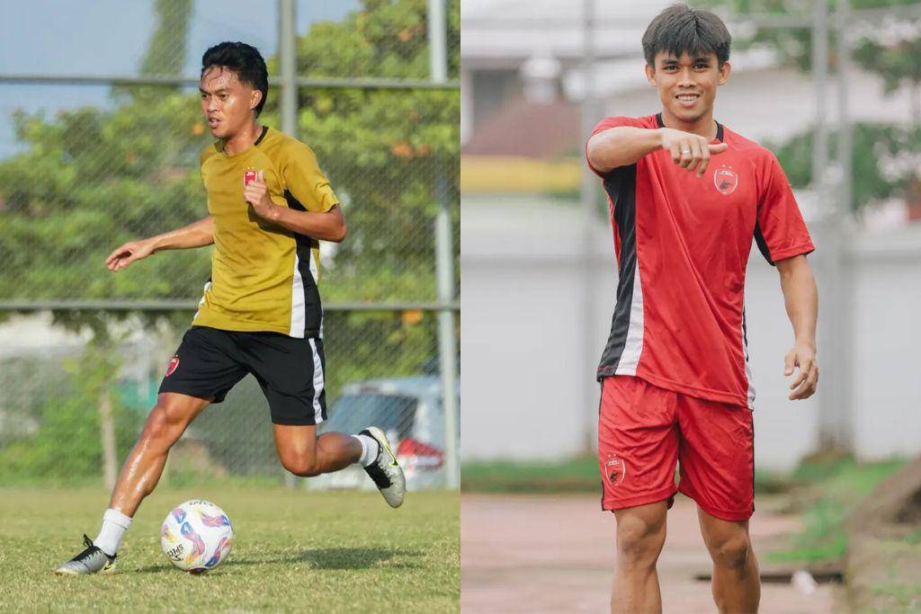 Pemain PSM Makassar, Akbar Tanjung (kiri) dan Rizky Eka Pratama (kanan), dalam sesi latihan pada Juli 2025. (Instagram.com/psm_makassar)