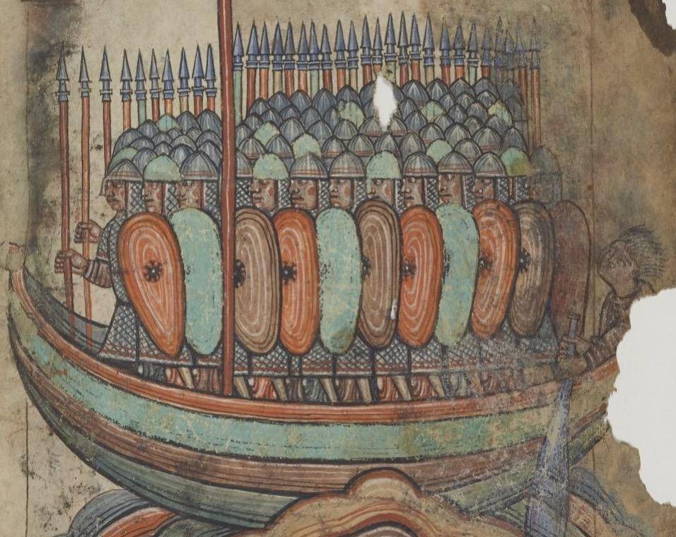 ilustrasi bangsa Viking ketika berlayar (commons.m.wikimedia.org/Abbey of Saint-Aubin)