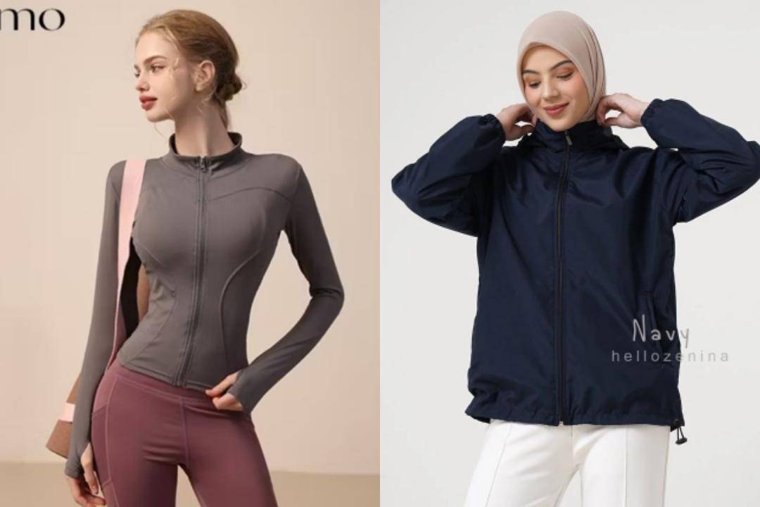 Jaket olahraga perempuan ANMO dan Niena Women (shopee.co.id/ANMO Official Store | shopee.co.id/Hello Zenina)
