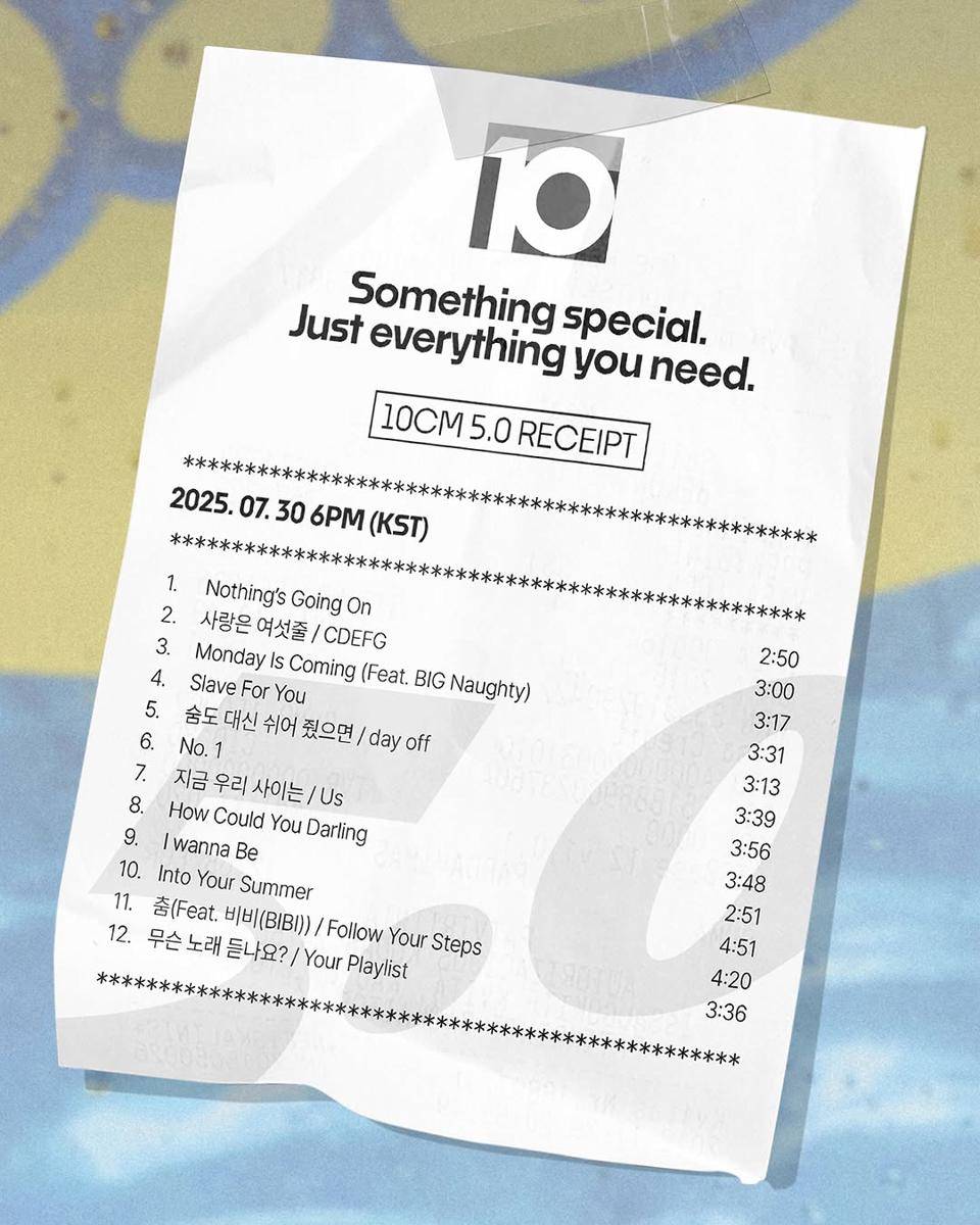 tracklist album 5.0 dari 10 CM (instagram.com/10cm_official_kr)