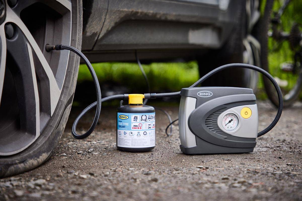 ilustrasi menggunakan tire sealant (shop.ringautomotive.com)