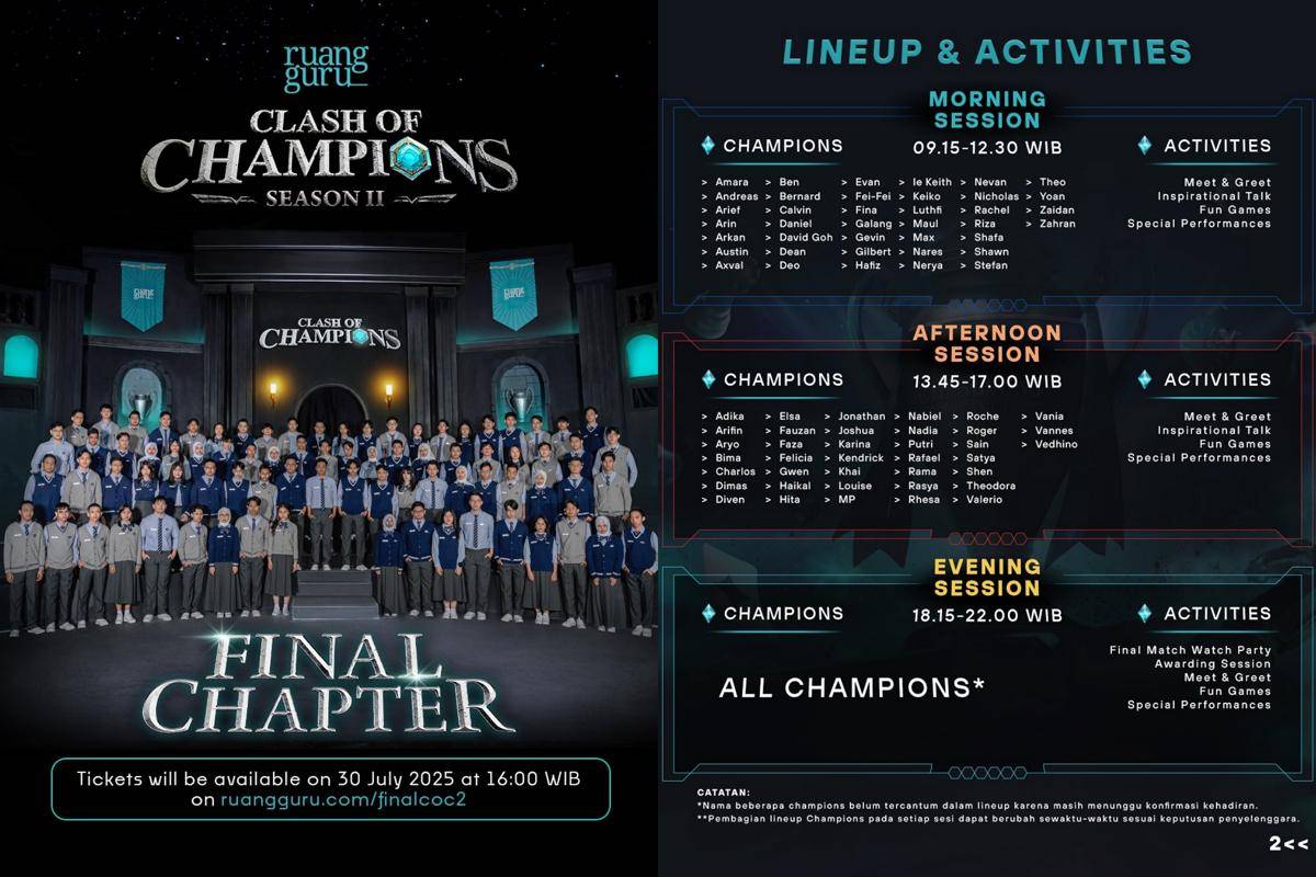 Harga dan cara beli tiket Final Chapter Clash of Champions Season 2