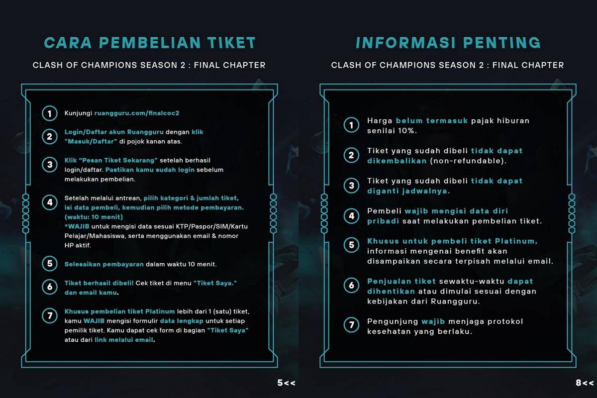 Harga dan cara beli tiket Final Chapter Clash of Champions Season 2