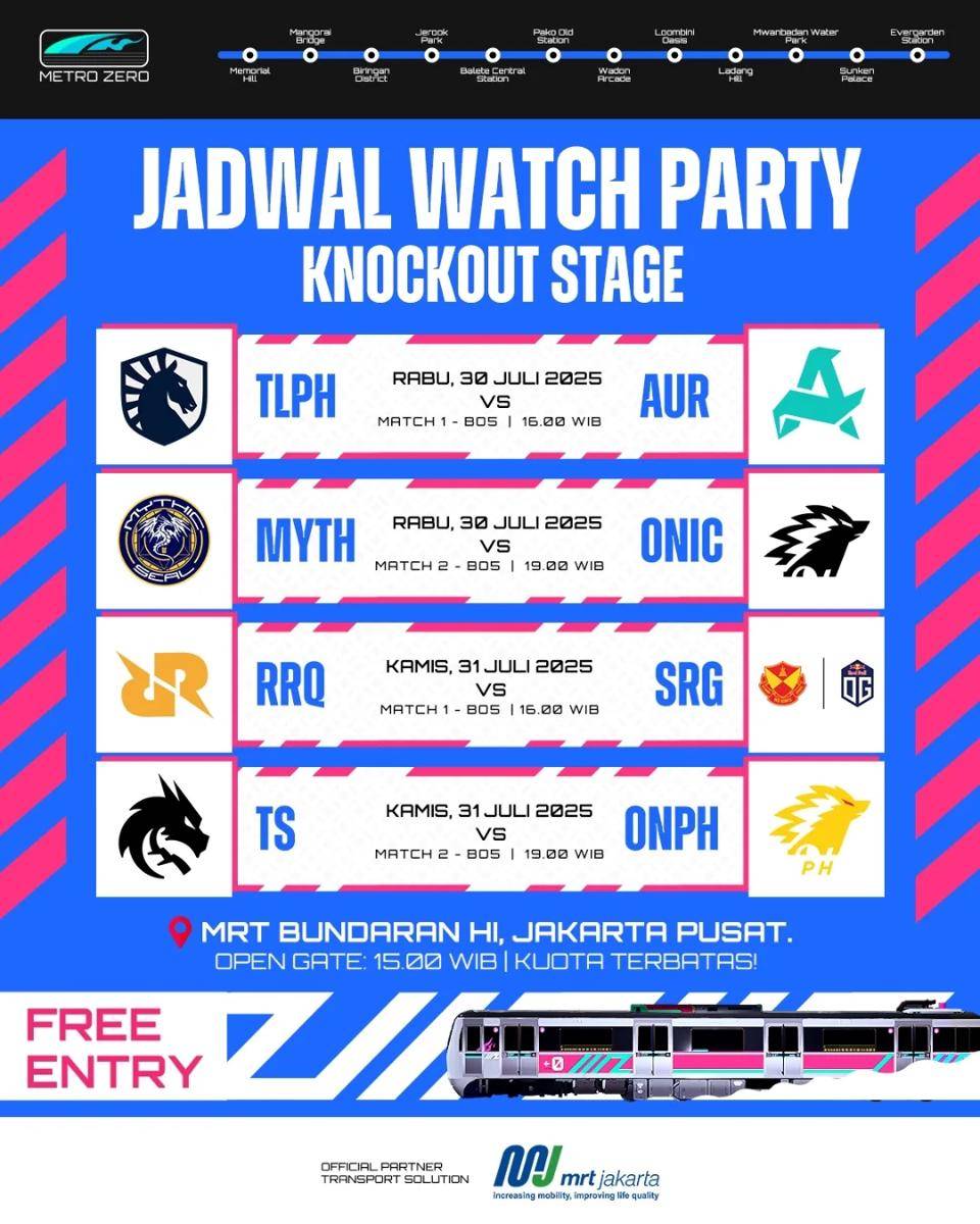 Jadwal Watch Party Knockout Stage MSC at EWC 2025 (instagram.com/mpl.id.official) 