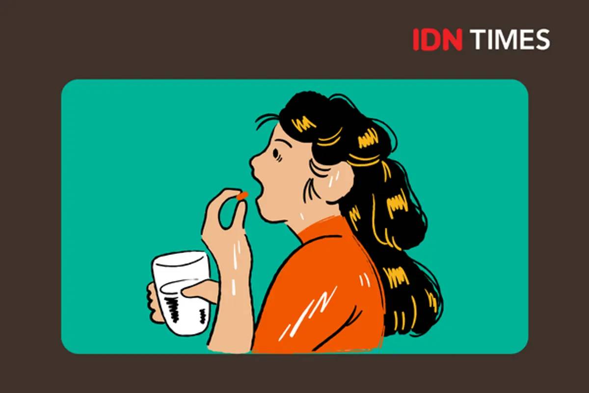 ilustrasi minum obat atau suplemen (IDN Times/Novaya Siantita)