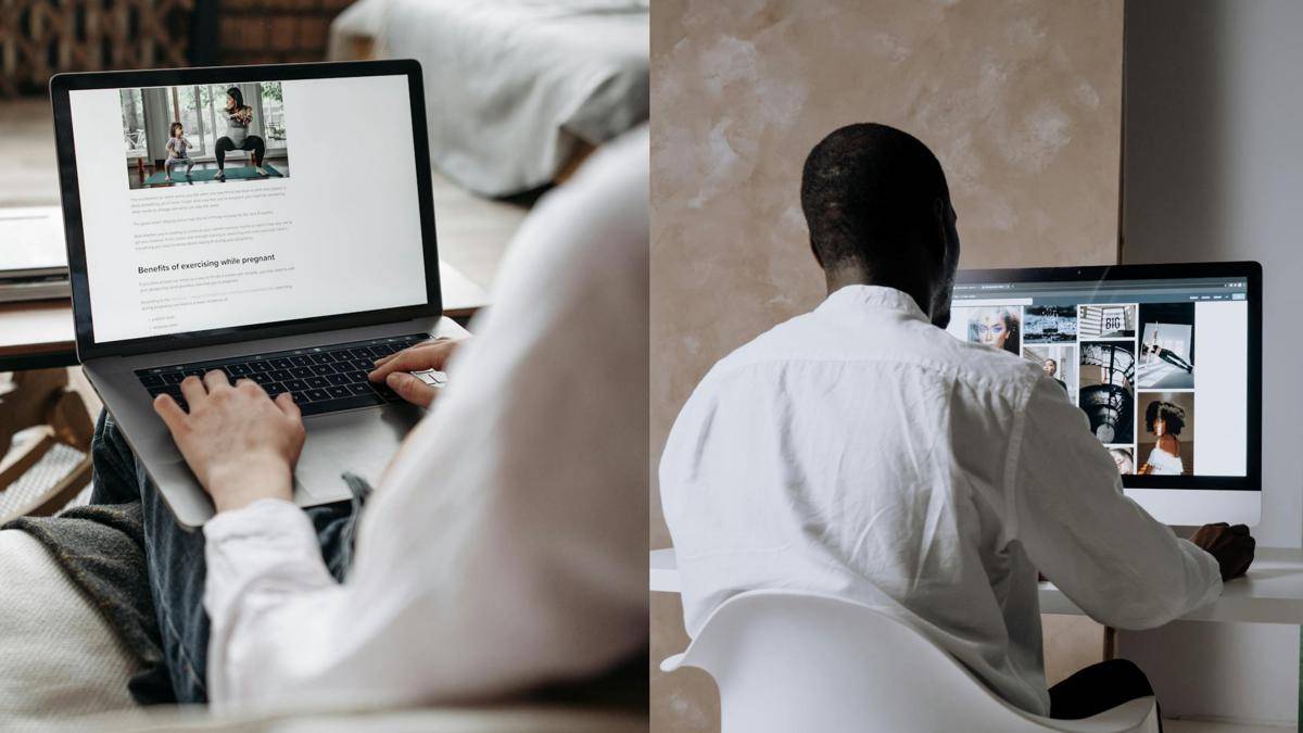 ilustrasi perbedaan orang yang menulis naskah dulu vs cari gambar dulu (pexels.com/Pavel Danilyuk | pexels.com/cottonbro studio)