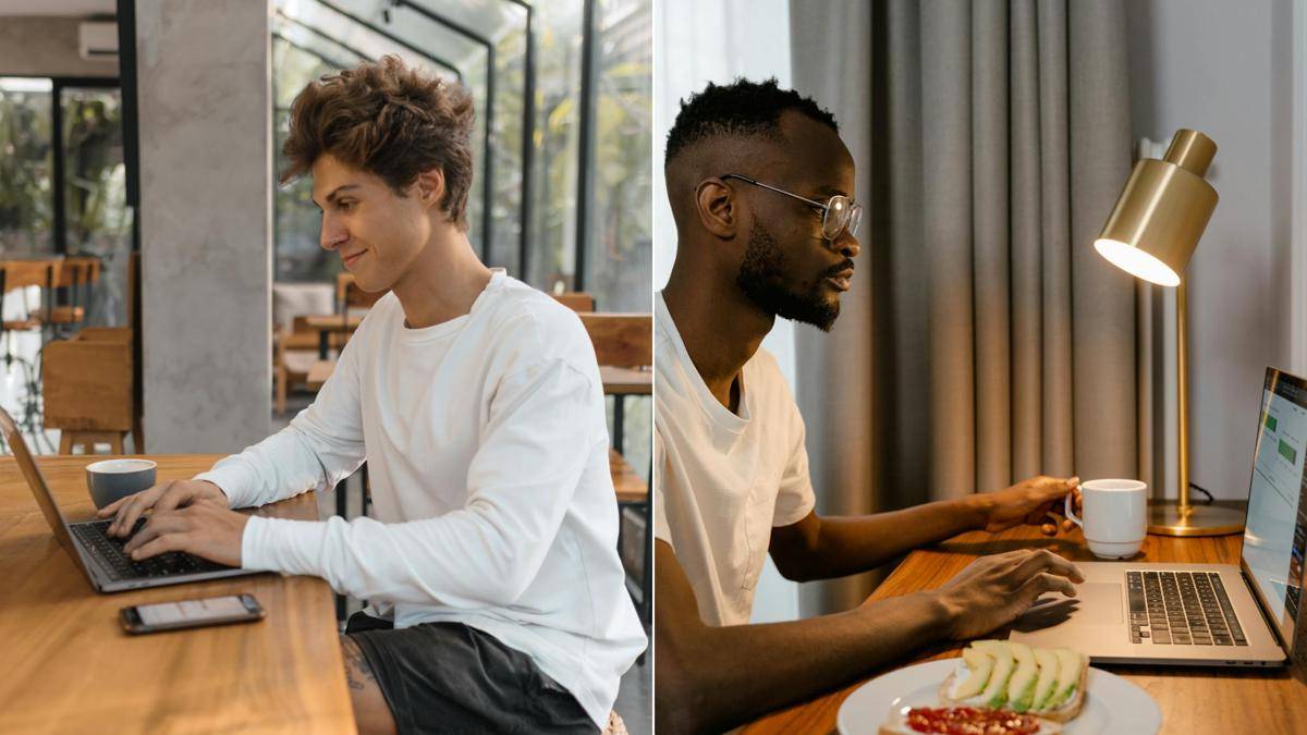 ilustrasi menulis di luar ruangan vs menulis dari dalam kamar (pexels.com/ROMAN ODINTSOV | pexels.com/MART PRODUCTION)
