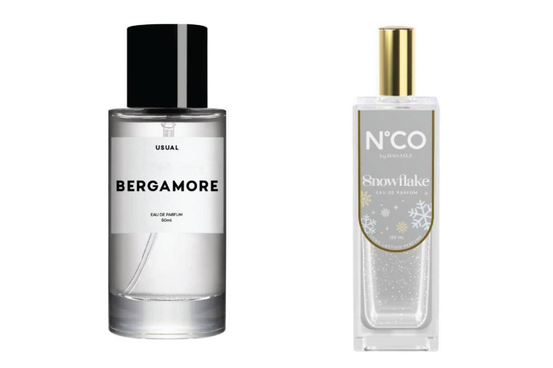 USUAL Bergamore Eau de Parfum dan N.Co Snowflake (tuesbellescent.com/USUAL Bergamore Eau de Parfum | hbhoz.id/N.Co Snowflake)