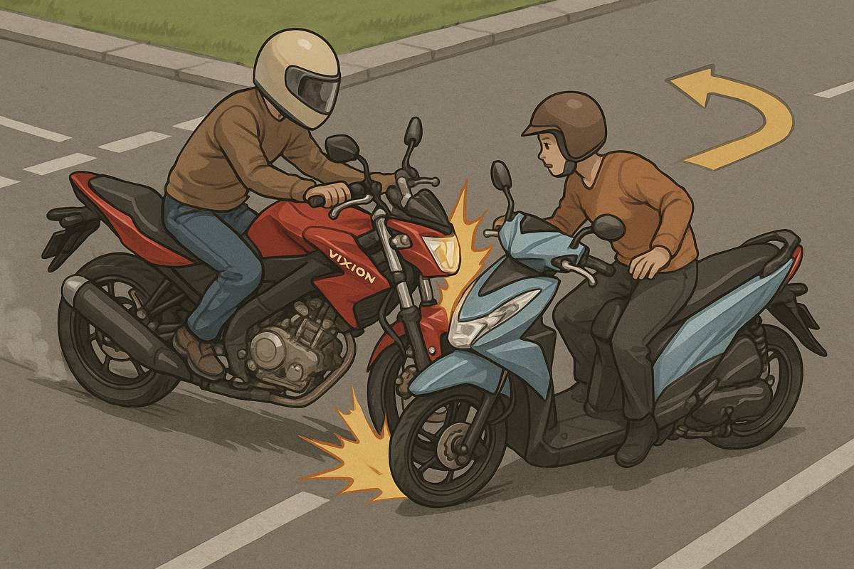 Ilustrasi Vixion tabrak Honda Beat di jalan Nasional Magetan-Maospati. IDN Times/Riiyanto.