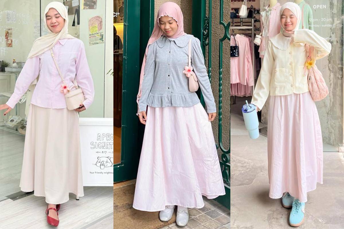potret ide OOTD colorful gradasi warna pastel ala Giga 