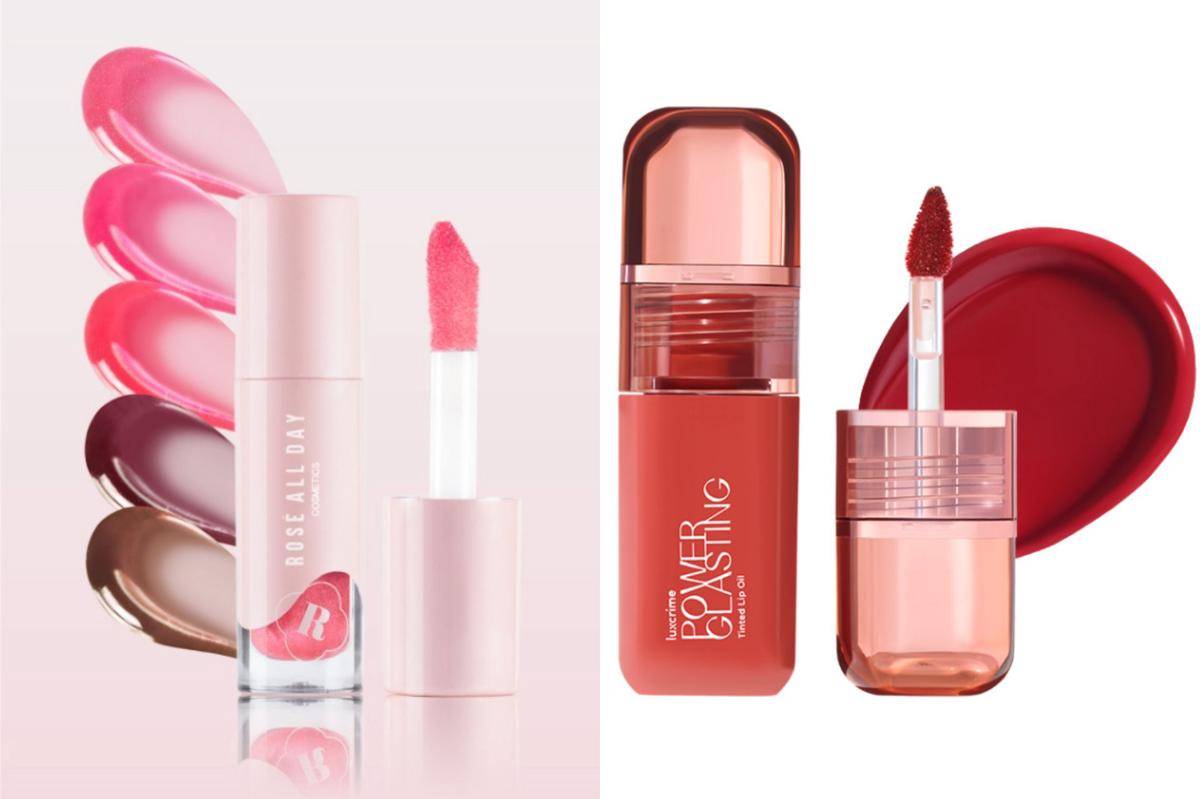 Rekomendasi lip oil lokal harga di bawah Rp100 ribu (shopee.co.id/Rosé All Day Cosmetics Official Shop | shopee.co.id/Luxcrime Official Shop)