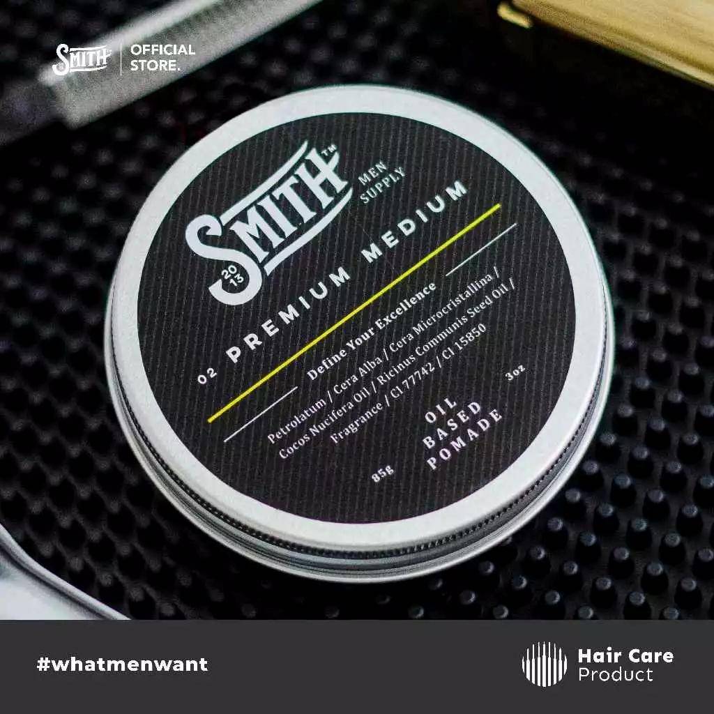 SMITH Premium Medium Hair Pomade Oil Based (shopee/SMITH Men Supply)