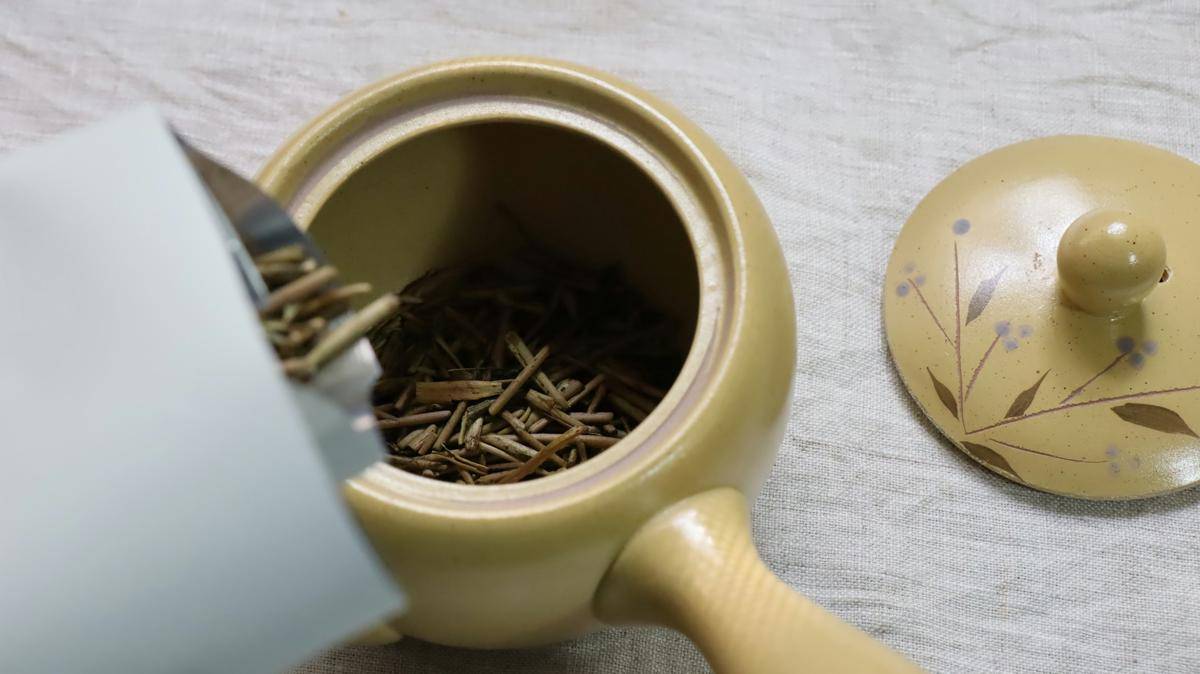 ilustrasi teh hojicha