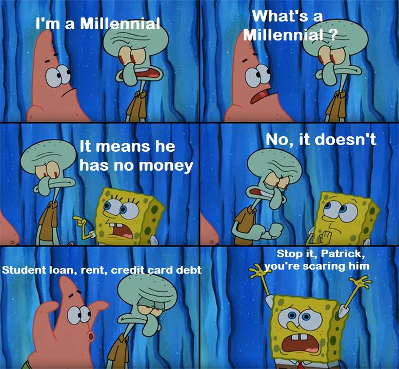 meme SpongeBob tentang generasi milenial (reddit.com/user/Hitlerism)