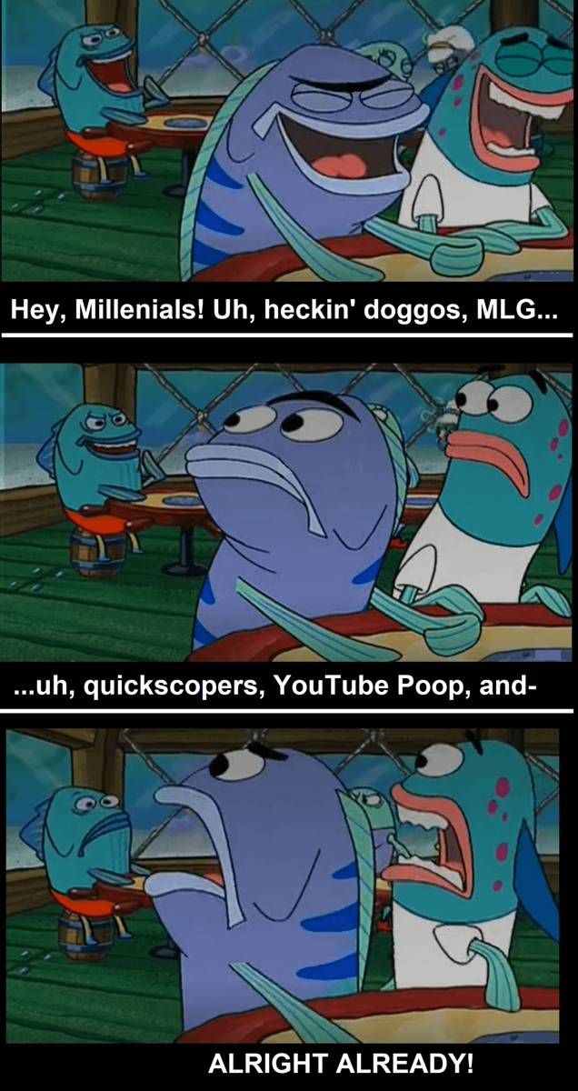 meme SpongeBob tentang generasi milenial (reddit.com/user/ScantronPattern)