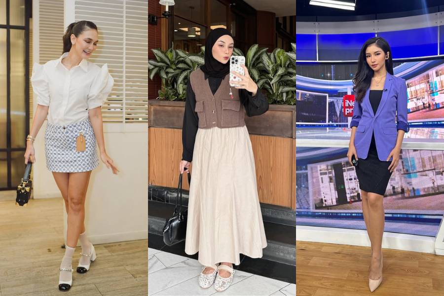 padu padan outfit feminin untuk ngantor (instagram.com/lunamaya | adyaasyra | babykristami)