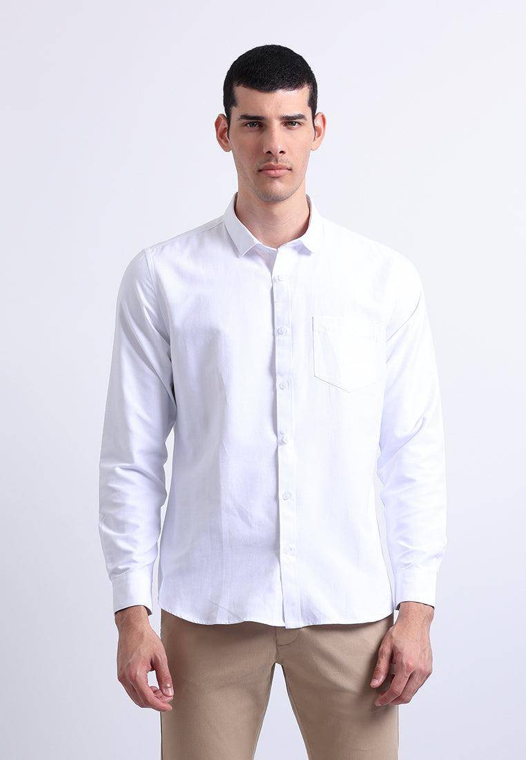 Manzone Kemeja Lengan Panjang Pria Slim Fit Foxy White (manzone.id)