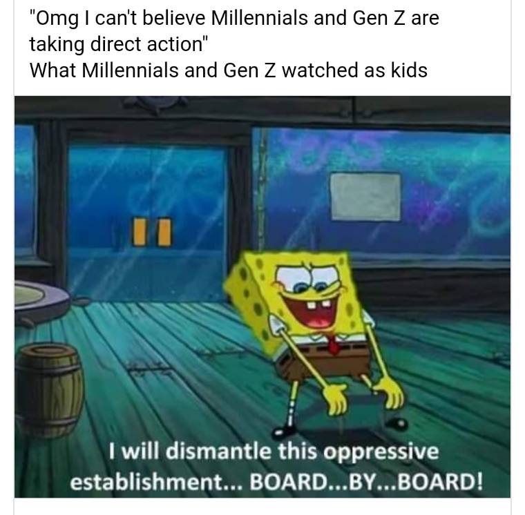meme SpongeBob tentang generasi Z (reddit.com/user/Milkshakezthecat)