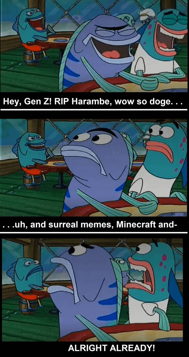 meme SpongeBob tentang generasi Z (reddit.com/user/ScantronPattern)