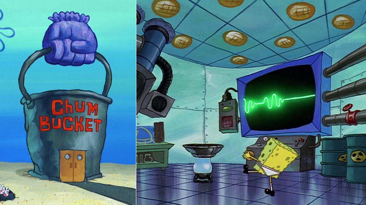 Chum Bucket yang ternyata gak hanya sebuah restoran, tapi ada laboratorium tertutup di dalamnya (dok. Nickelodeon/SpongeBob SquarePants)