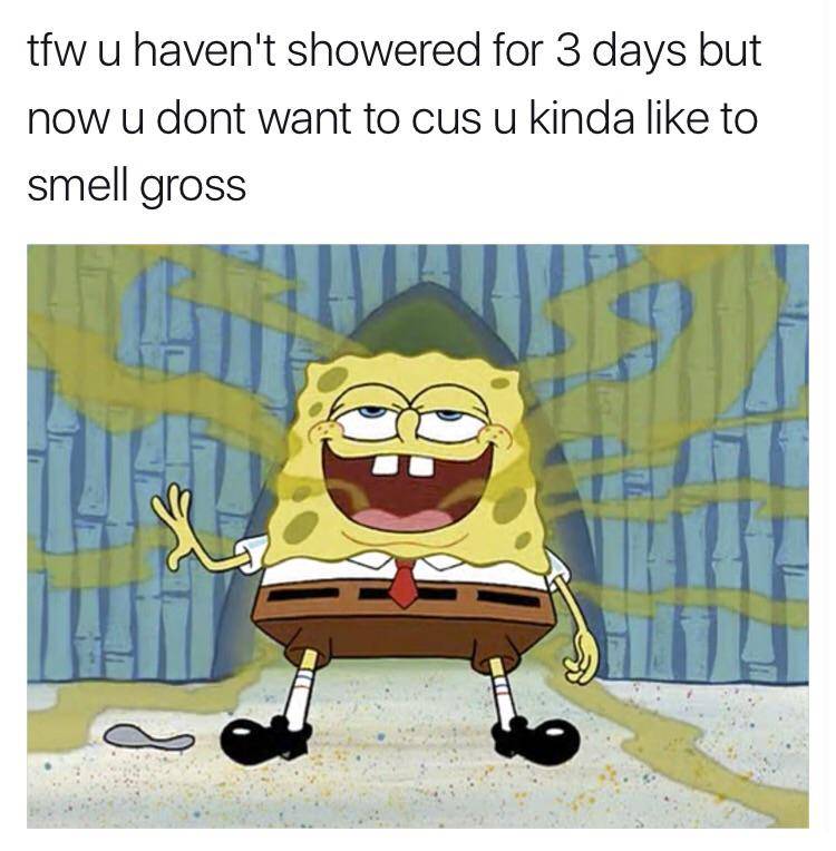 meme kocak SpongeBob tentang mandi