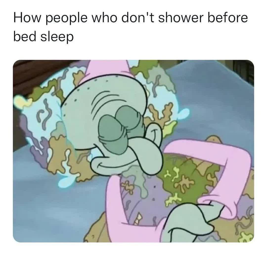 meme kocak SpongeBob tentang mandi