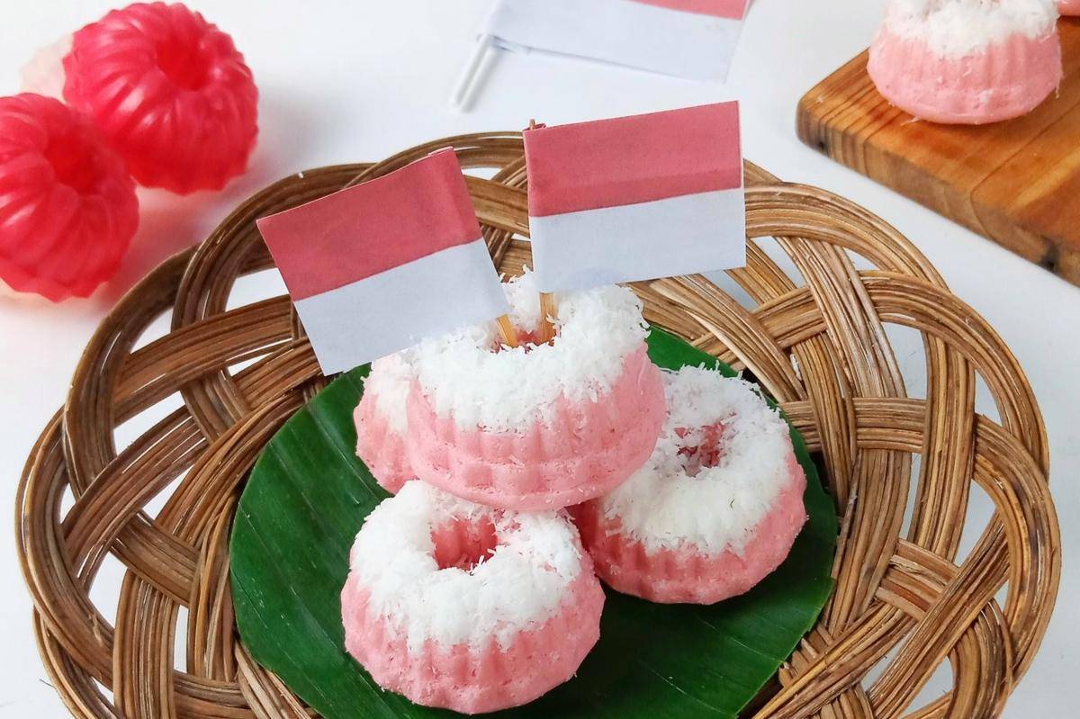 ilustrasi resep kue putu ayu merah putih 