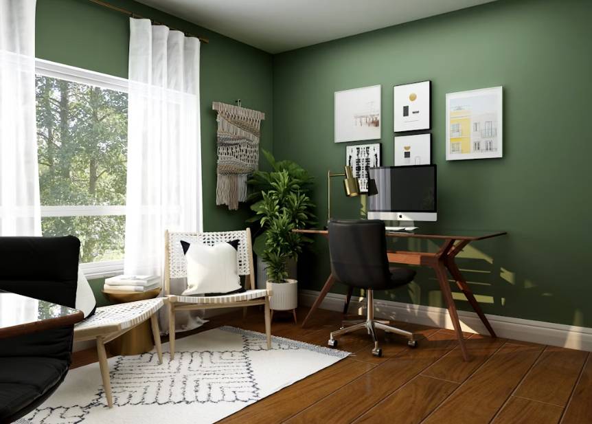 illustrasi interior hijau