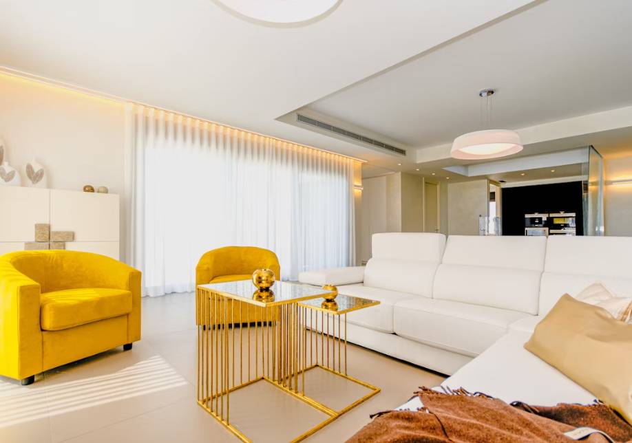 illustrasi interior putih gading