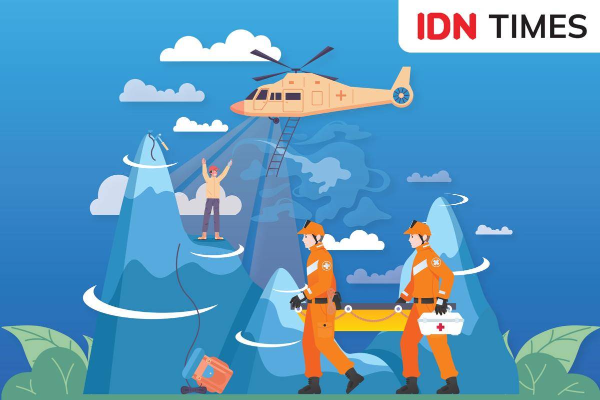 Ilustrasi Tim SAR melakukan penyelamatan di gunung. (IDN Times/Rakan)