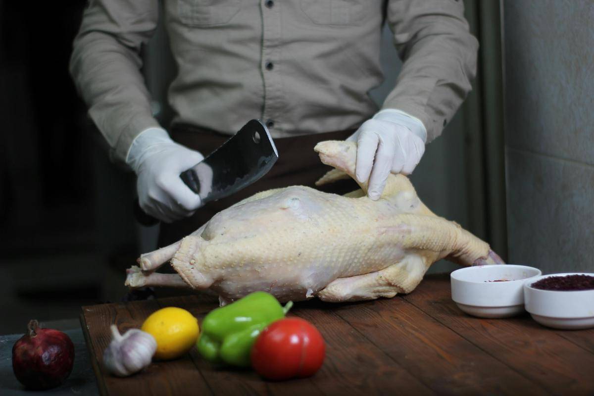 ilustrasi memotong daging ayam