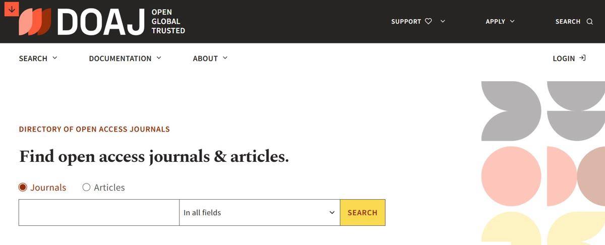Tangkapan layar Directory of Open Access Journals 