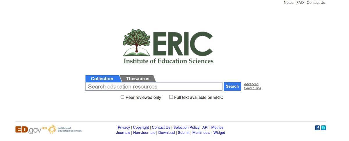 Tangkapan layar Education Resources Information Center 