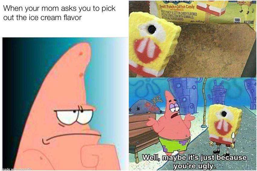 meme SpongeBob tentang es krim