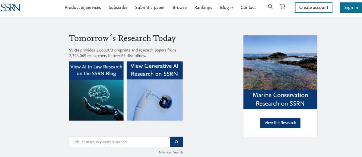 Tangkapan layar Social Science Research Network 