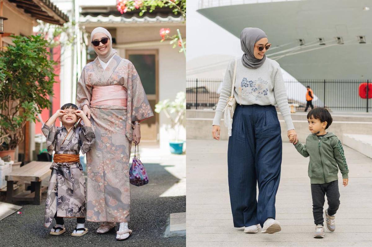 gaya OOTD ibu dan anak ala Mega Iskanti (instagram.com/megaiskanti)