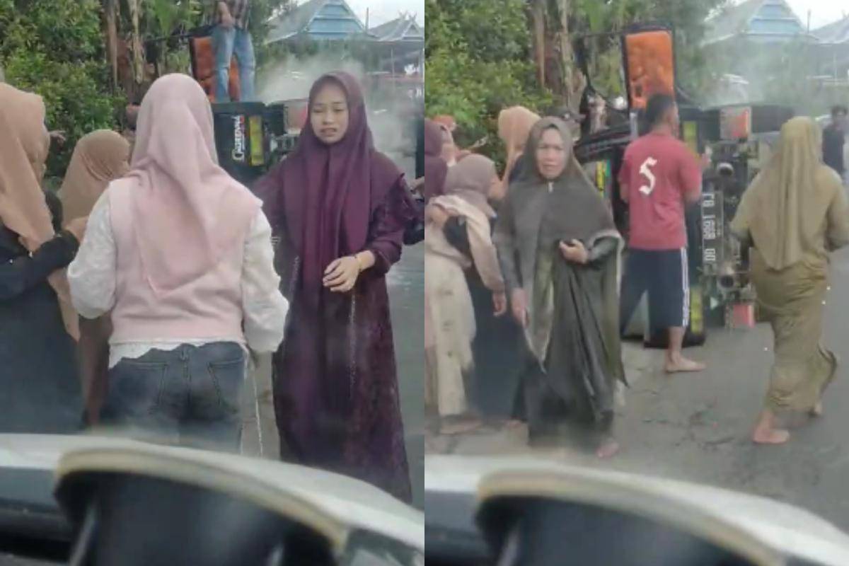 Tangkapan layar kecelakaan mobil pick-up mengangkut ibu-ibu di Gowa. (Dok. Istimewa)