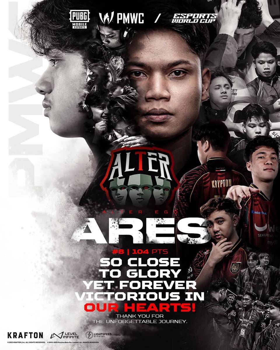Potret keseluruhan roster Alter Ego Ares di Grand Final PMWC 2025