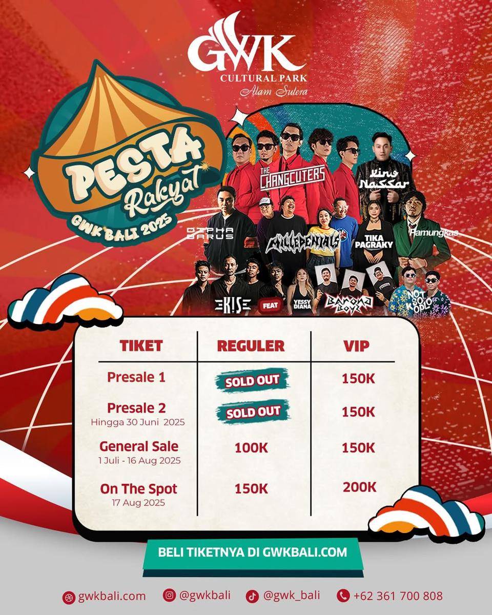 Harga tiket dan pengisi acara Pesta Rakyat GWK 2025. (Instagram.com/gwkeventandmice)