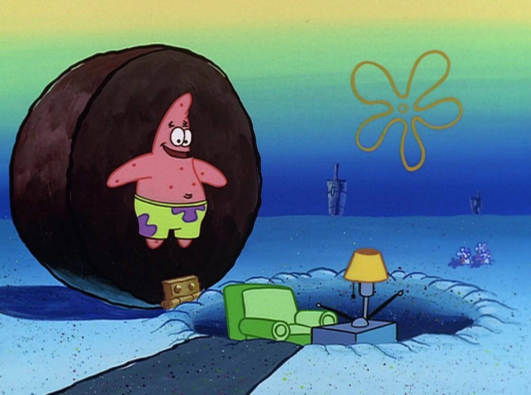 Cuplikan Patrick Star dan rumah batunya (dok. Nickelodeon/SpongeBob SquarePants)
